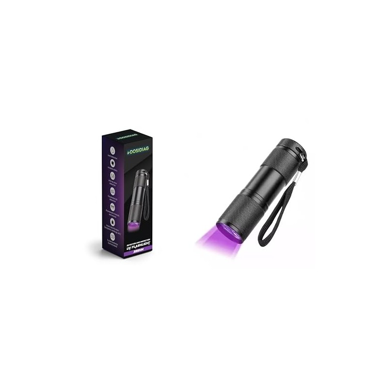 DOSIDIAG UV Flashlight 395nm - Multifunction Detector: Leaks, Animal Urine,