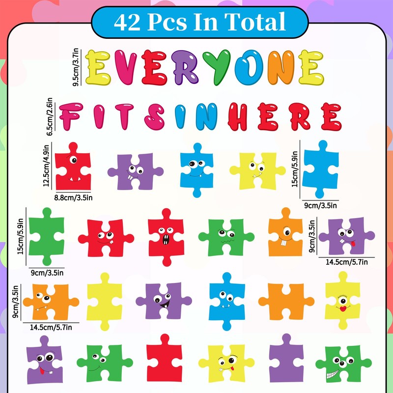 FYSUIMU 42Pcs Puzzles Pieces Bulletin Board Decoration Set Everyone Fits