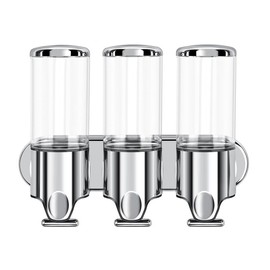 Shampoo and Conditioner Dispenser Wall-Mounted – 3-Chamber Shower Soap Dispenser, No-Drill Installation, 1500ML Total Capacity with Visible Window for Bathroom, Hotel, or Kitchen - Color: White