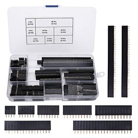 VooGenzek VooGenzek 120 PCS 2.54mm Breakaway PCB Board Pin Header Connector Strip Assortment Kit, Female Pin Header Socket Connector Strip, for Arduino Stackable Shield (4/6/8/10/12/16/20/40 Pin)