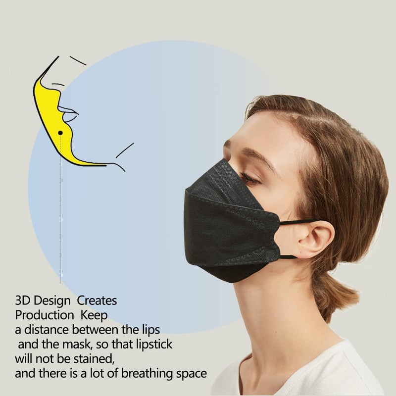 20Pcs 4D Face Mask for Adults 4-Ply Layer Filter Non