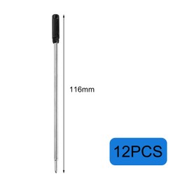 Metal Ballpoint Pen Refills (Pack of 12), Ballpoint Pen Refills, Bullet Tip, Smooth Writing, for Office, School, Home, The Length is 11.6 cm, Black