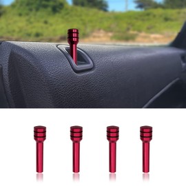 Tecledsn 4PCS Car Door Lock Knobs, Aluminum Alloy Inner Door Lock Pull Pins, Car Truck Interior Door Lock Knob Pull Pin Covers, Car Parts Safety Vehicle Door Lift Bolt Universal for Vehicles (Red)