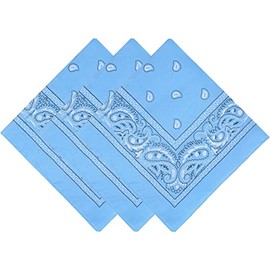 Funky Junque Printed Cotton Bandanas (3 Pack): Light Blue