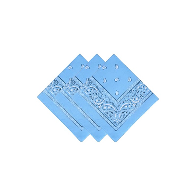 Funky Junque Printed Cotton Bandanas (3 Pack): Light Blue