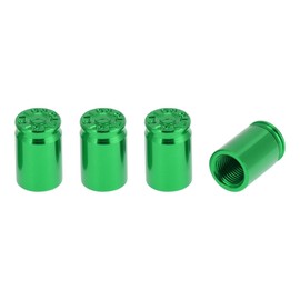 TUCKBOLD 4 Pcs Tire Valve Stem Caps Stylish 7x16.5mm Tyre Valve Dust Covers Bullet Case Shape Green Aluminum Alloy