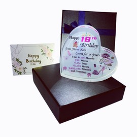 18th Birthday Gifts for Girls,18th Birthday Gifts for Daughter, Sister,Girlfriends,Heart Crystal Keepsake,Unique 18th Birthday Present Ornament Collection for Her