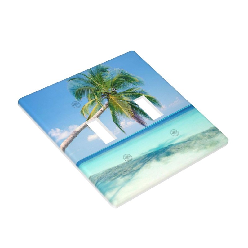 Beach Palm Tree Double Toggle Light Switch Cover Wall Plate