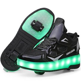 Ylllu New Upgraded - Kids LED USB Charging Roller Skate Shoes with Wheel Light up Roller Shoes Rechargeable Roller Sport Sneakers for Girls Boys Children