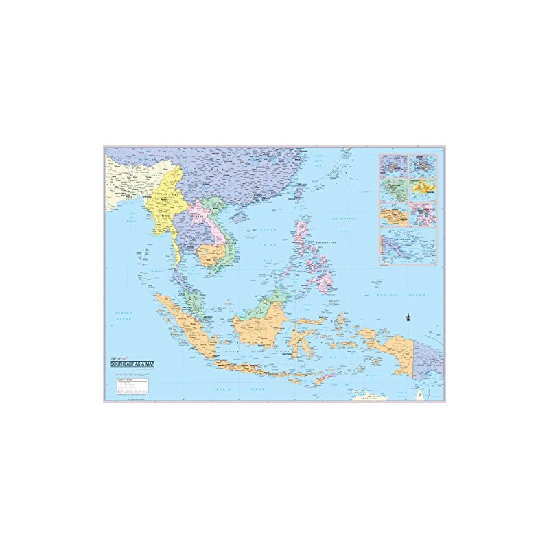 Cool Owl Maps Southeast Asia Wall Map Poster Laminated 32"x24"
