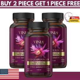 unbranded Vinia Red Grape Powder Rapid Absorbtion Piceid Resveratrol 60 Veggie Capsule-3pc