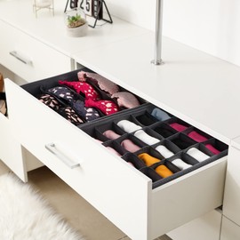 Anayra Drawer Organiser Divider - Foldable Storage Bins for Socks, Tie, Shirts - Collapsible Drawer Organisers for Home/Office, wardrobe Closet Organizers (Pack of 4)