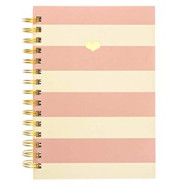 Graphique Hardbound Spiral Journal | Heart of Gold Pink Stripe Design | Premium Paper | Notebook | Diary | Lists | Record Month and Date | Great Gift | 160 Ruled Pages | 6.25â x 8.25â
