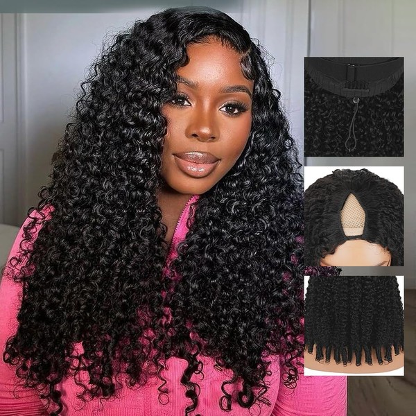 CHEETAHBEAUTY Burmese Curly V Part Wig Human Hair With Spiral