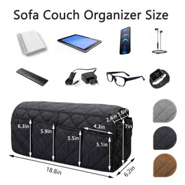 DECKALY Sofa Armrest Organizer Non-Slip Arm Chair Bedside Caddy Storage Organizer for Recliner Couch with 14 Pockets for Cell Phone TV Remote Control Magazines (Black)