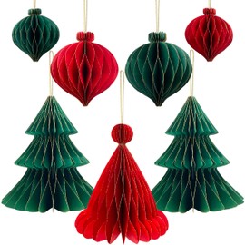 Premium Reusable Christmas Decorations - Christmas Table Decoration Set - Paper Christmas Decorations Indoor, Christmas Dinner Table Decorations / Hanging Christmas Decorations - Vintage Ceiling Decs