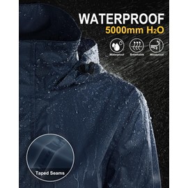 33,000ft Women's Rain Jacket Waterproof Lightweight Packable Raincoat with Hood for Golf Hiking Travel Windbreaker