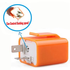 Yibid 12v 2-Pin Speed Adjustable LED Flasher Turn Signal Light Electronic Relay fix Hyper Control Flash for Suzuki Motorcycle Honda Kawasaki Ninja Yamaha Dirt Dual Street Sport ATV Bike, Orange Color