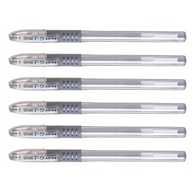 Pilot G1 Grip Ballpoint 0.7 mm Line 0.5 mm Gel Ballpoint Pens Pack of 6 Silver