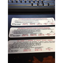 CORVETTE EMISSION LABELS  255 300 290 370 HP