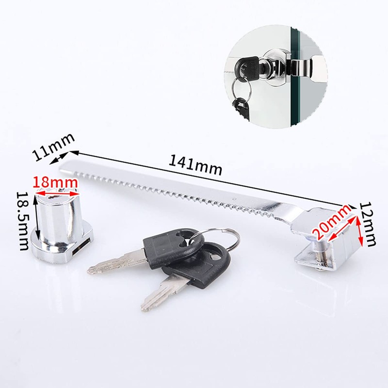 Amindz 4 Pieces Sliding Glass Door Locks Cabinet Lock with