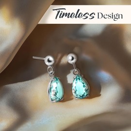 925 Sterling Silver Aquamarine Earrings for Women – March Birthstone Jewelry – Dainty Silver Teardrop Earrings – Perfect Birthday Gift