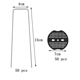 50 Weed Membrane Pegs +50 Washers | 150x40mm Ø2.5mm Galvanised Steel Ground Pegs | Rustproof U-Shaped Pegs for Weed Barrier, Artificial Turf & Gardens | Secure Fencing Pins