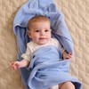 Purebaby Essential Bear Cotton Hooded Towel, Pale Blue Melange
