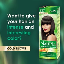 Joanna Naturia Color Permanent Hair Color Cream – Goodness of Milk Proteins and Peach Extracts – Premium-Quality Hair Dye – Provides Soft and Lustrous Hair – Long-Lasting Hair Colors – Cold Brown