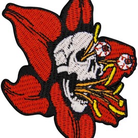 ZEGINs The Flower Skull Patch Embroidered Applique Badge Iron On Sew On Emblem