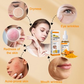 Turmeric Oil Facial Serum, Turmeric Spot Correcting Serum & Illuminating Serum, improves dullness, diminishes spots, improves skin tone, moisturises and illuminates, suitable for all skin type (10ML)