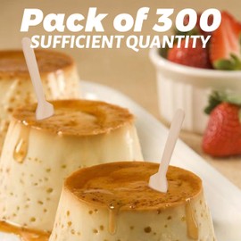 ANTETOK Mini Wooden Spoons 300pcs - 3.75 Inch Disposable Tasting Spoons for Ice Cream Sampling, Party Supplies,Yogurt Crafts & DIY Crafts