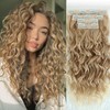 Curly Hair Extensions,LEOSA 4PCS 16 inch Clip in Hair Extensions