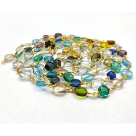 LKBEADS Mult Gemstone 24 Inch 24 Carat Gold Plated 6 mm Coin Smooth Beads Necklace Chains Bulk for DIY Necklace Bracelet Choker Jewellery Making DIY Crafting Accessories 2 Feet COPS010423