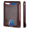 SERMAN BRANDS RFID Blocking Slim Bifold Genuine Leather Minimalist Front
