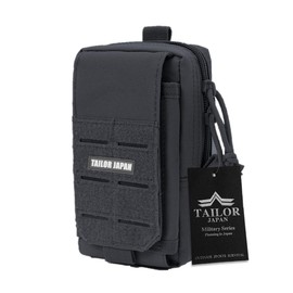 TAILOR JAPAN Tactical Pouch, Military Pouch, Airsoft Pouch, Smartphone, Airsoft Velcro, Military Bag, Outdoor Sports, Small Items, Black, Black