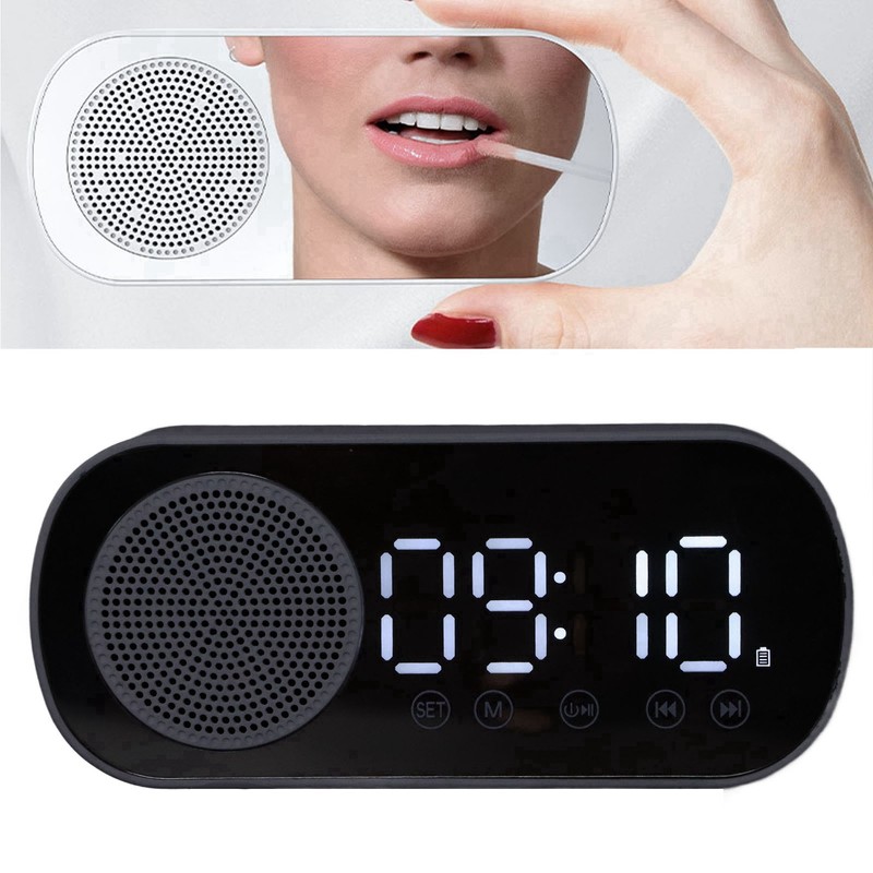 Digital Alarm Clock HIFI FM Radio Rechargeable Bluetooth 5.0 Speaker