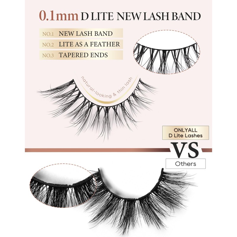 Onlyall False Eyelashes Natural Fake Eye Lashes Wispy False Lashes