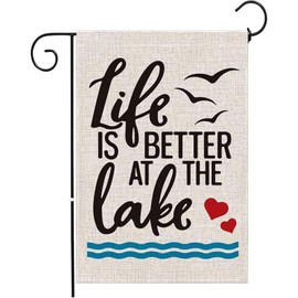 Life Is Better At The Lake Garden Flag 12x18 Inch Double Sided Lakeside Holiday Yard Decoration(A)
