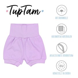 TupTam Baby Girls' Shorts Pack of 3, Pastel yellow, pink, lavender purple
