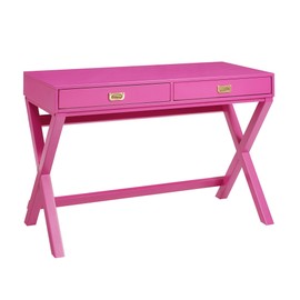 Linon PG138RSP01U Linon Home Decor Peggy Raspberry Pink Writing Desk Desk, Raspberry Pink, 44"W x 20"D x 30"H