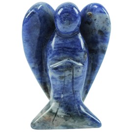 Loveliome Guardian Angel Statue,Hand Carved Stone Healing Crystal Figurines for Home Décor or Collectibles, 2 Inches, Sodalite