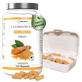 Curcuma Forte - 365 Capsules - 4500 mg per Daily Serving - Includes Pill Box - High Dose - Vegan - with Black Pepper - Laboratory Tested