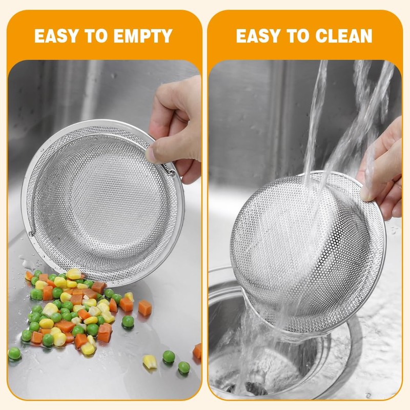 haodex Kitchen Sink Strainer Stainless Steel with Handle (2, Outer