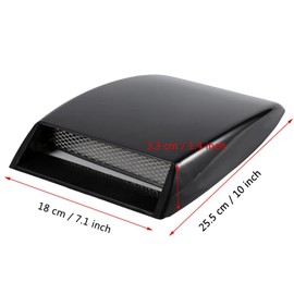 Car Air Flow Intake Sticker, Universal Decorative Scoop Bonnet Vent Cover Hood Turbo (Black)