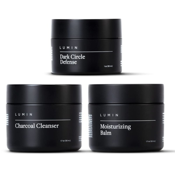Lumin - Dark Circle Repair Set - Skin Care Kit for Men - Dark Circle Defense, Charcoal Cleanser, Moisturizer - Helps with Tired Eyes, Dark Spots, Uneven and Dull Skin - 2 Month Supply
