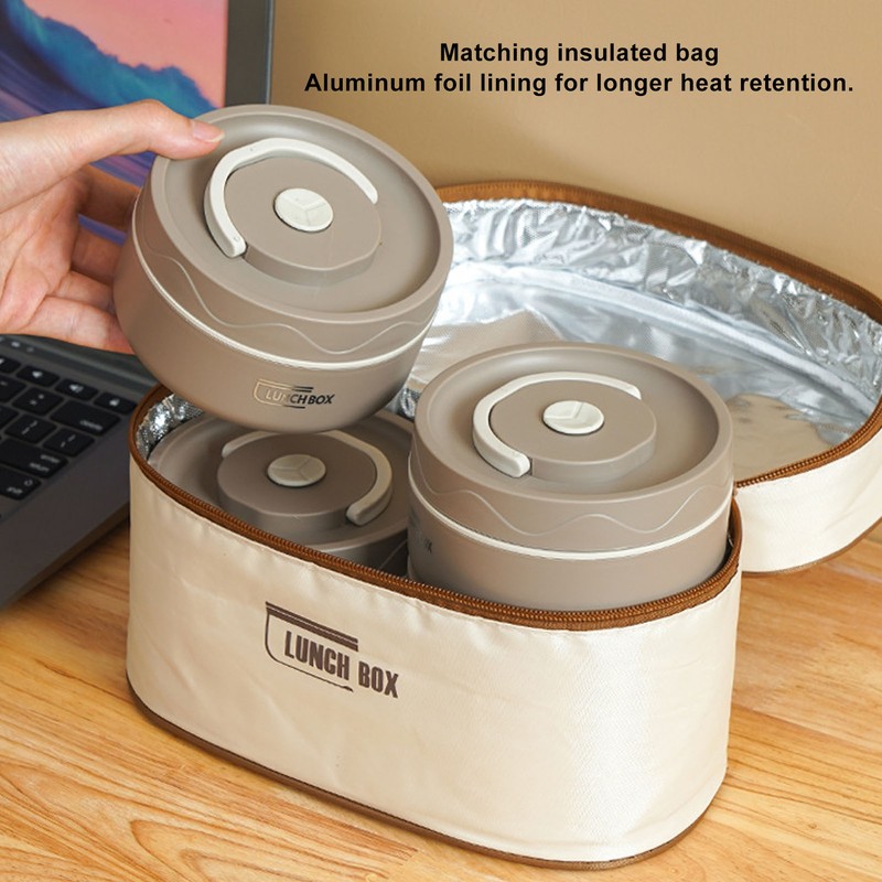Insulated Lunch Container 304 Stainless Steel Leakproof Portable Round Thermal