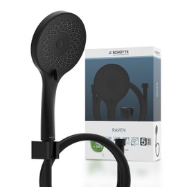 SCHÜTTE Raven Shower Hose with Hand Shower and Wall Holder, Shower Head with 3-Way Adjustable Shower Head, Shower Set with Hose, Hose for Shower in Black