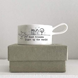 East of India Handled Tea Light Holder-Good Friends