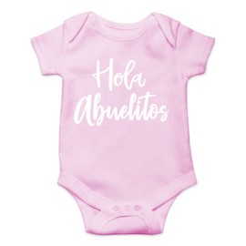 AW Fashions Hola Abuelitos Baby Bodysuit Funny Cute Adorable Newborn Romper Infant Clothing Unisex Outfit (Newborn, Pink)